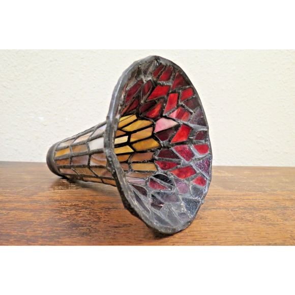 Vintage Stained Glass Fluted Lamp Light Shade - Picture 6 of 9